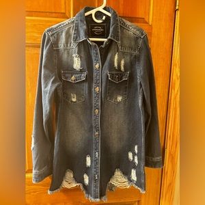 Distressed Denim Shacket